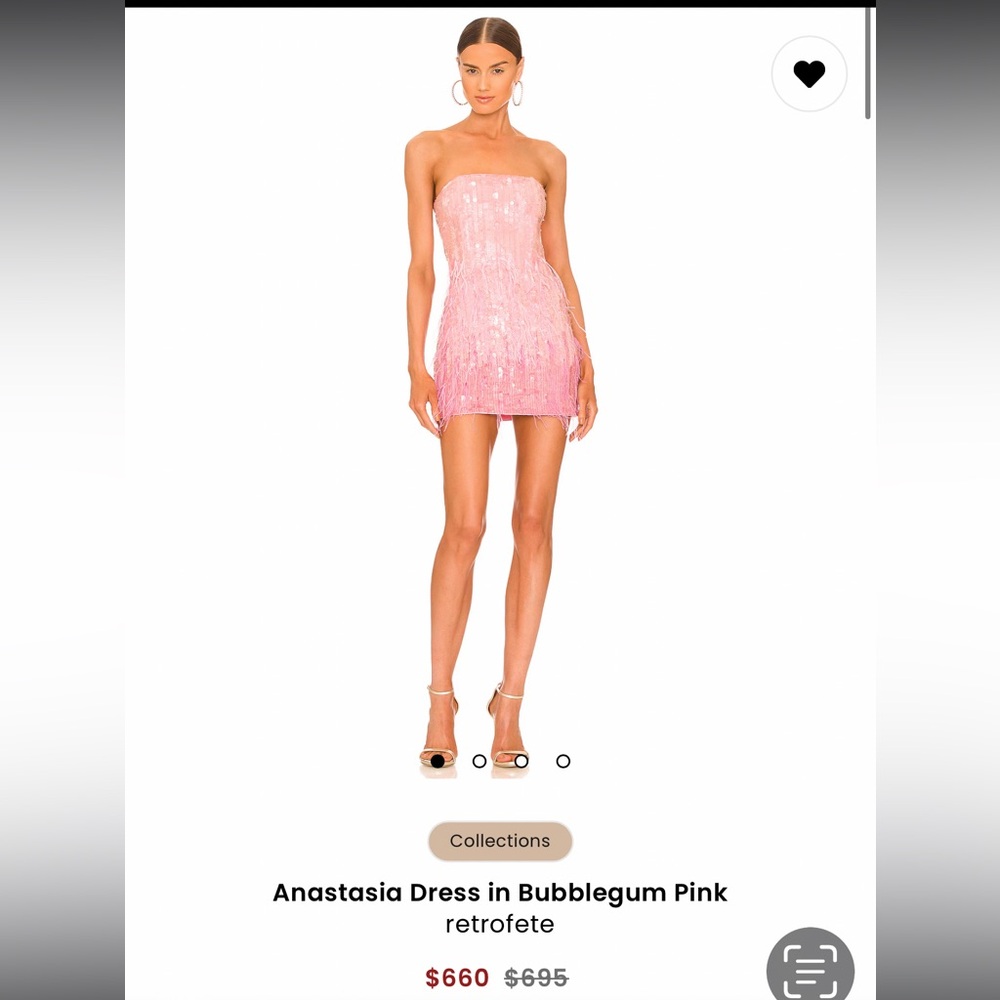 Retrofete Strapless Pink Sequin Dress